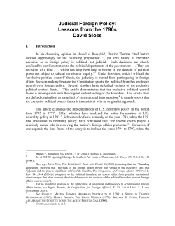 Judicial Foreign Policy: Lessons from the 1790s David Sloss
