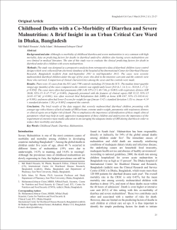 Childhood Deaths with a Co-Morbidity of Diarrhea and Severe