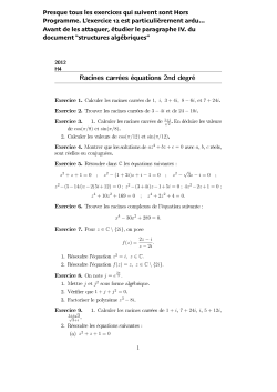 Presque tous les exercices qui suivent sont Hors Programme. L