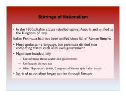 Stirrings of Nationalism