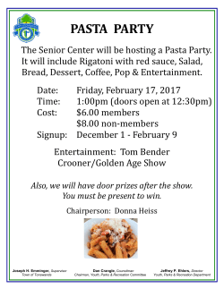 PASTA PARTY - Town of Tonawanda