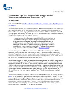 Empathy in the Law: Does the Robin Camp Inquiry