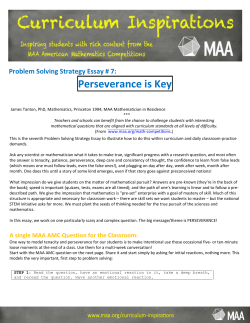 Perseverance is Key - Mathematical Association of America