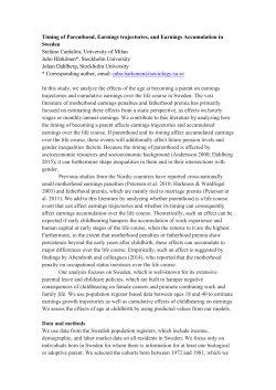 Timing of Parenthood, Earnings trajectories, and Earnings