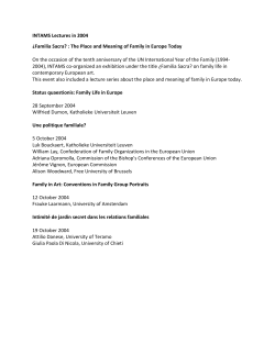 INTAMS Lectures in 2004 &iquest;Familia Sacra? : The Place and Meaning
