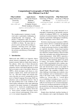 Computational Lexicography of Multi