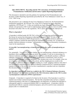 Byproducts and the TSCA Inventory of Chemical Substances
