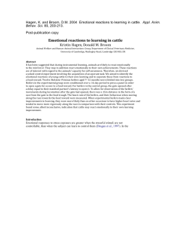 Emotional reactions to learning in cattle