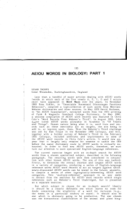 AEIOU Words In Biology: Part 1 - Digital Commons @ Butler University