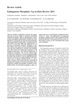 Endogenous Morphine: Up-to-Date Review 2011