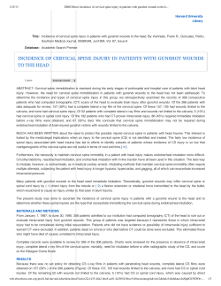 incidence of cervical spine injury in patients with gunshot wounds to