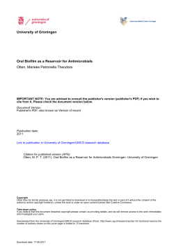 University of Groningen Oral Biofilm as a Reservoir for