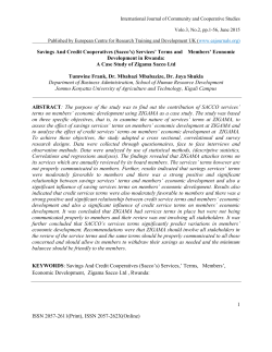 SAVINGS AND CREDIT COOPERATIVES (SACCO`s) SERVICES