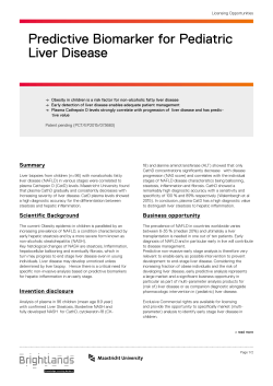 Predictive Biomarker for Pediatric Liver Disease