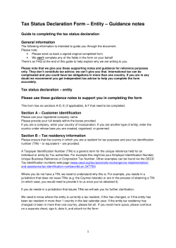 Tax Status Declaration Form &ndash; Entity &ndash; Guidance notes