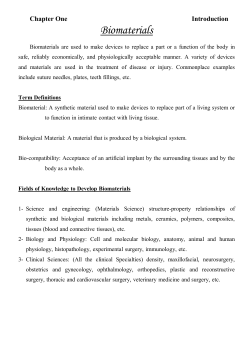 Biomaterials- Chapter One