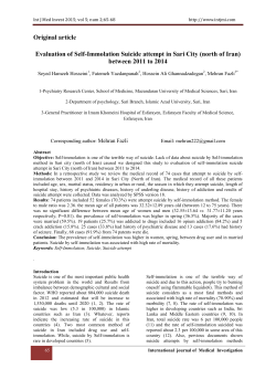 Evaluation of Self-Immolation Suicide attempt in Sari City (north of