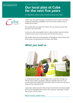 Our local plan at Cube for the next five years