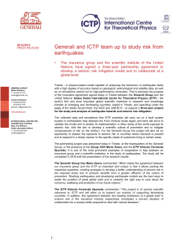 Generali and ICTP team up to study risk from earthquakes