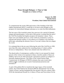 Peace through Dialogue: A Time to Talk - Sgi-Usa