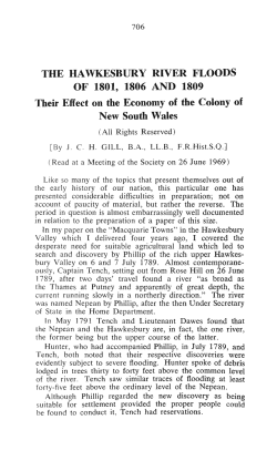 The Hawkesbury River Floods of 1801, 1806 and 1809