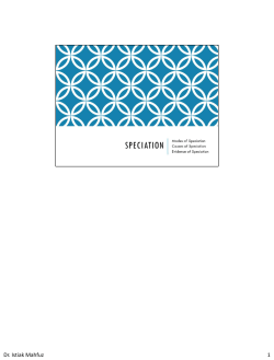 Lecture 12- Speciation