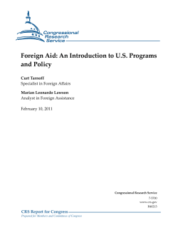 Foreign Aid: An Introduction to US Programs and Policy