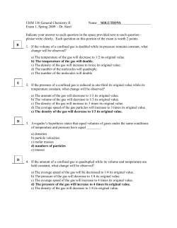 CHM 136 General Chemistry II Name SOLUTIONS Exam 1, Spring