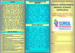 GENETIC ENGINEERING in MEDICAL SCIENCES (GEMS