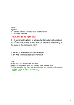 1. A spherical balloon is inflated with helium at a