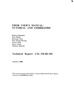 THOR USER`S MANUAL - Stanford InfoLab