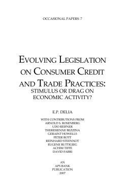 Evolving lEgislation on ConsumEr CrEdit and tradE PraCtiCEs: