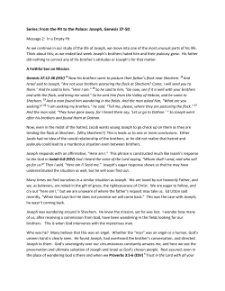 Series: From the Pit to the Palace: Joseph, Genesis 37-50