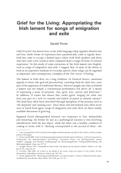 Grief for the Living: Appropriating the Irish lament for songs of