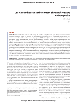CSF Flow in the Brain in the Context of Normal Pressure