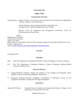 Curriculum Vitae Binghe Wang Georgia State University