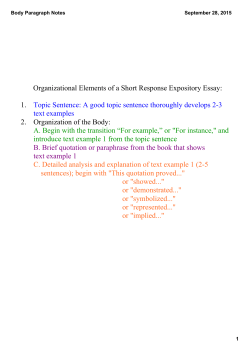 Body Paragraph Notes - Manhasset Public Schools