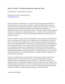 D&eacute;tente or Decline? The Obama administration engages the World