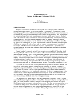 Personal Narratives: Writing, Revising, and Publishing (WRAP)