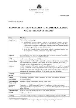 glossary of terms related to payment, clearing and settlement