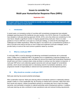 Issues to consider for Multi-year Humanitarian Response Plans