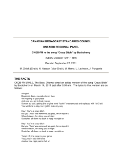 CKQB-FM re the song &ldquo;Crazy Bitch&rdquo; by Buckcherry