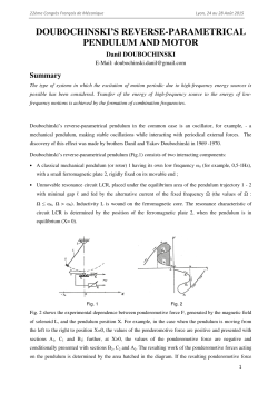 doubochinski`s reverse-parametrical pendulum and motor