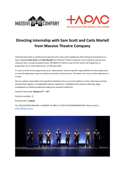 Directing Internship with Sam Scott and Carla Martell from
