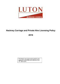 Hackney Carriage and Private Hire Licensing Policy 2016