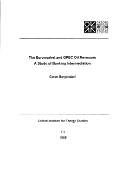 The Euromarket and OPEC Oil Revenues A Study of Banking