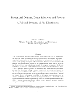 Foreign Aid Delivery, Donor Selectivity and Poverty