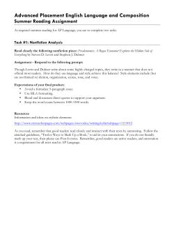 AP Language Summer Reading Project 2016