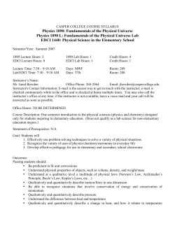 Physics 1090: Fundamentals of the Physical