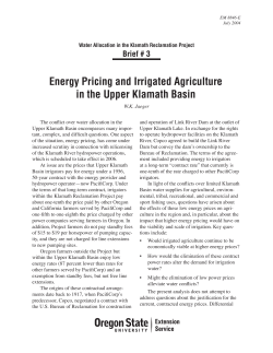 Energy Pricing and Irrigated Agriculture in the Upper Klamath Basin